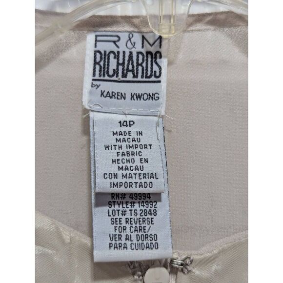 R & M Richards Karen Kwong Women's Beige Beaded 2Pc Formal Dress & Jacket Size 1 - Picture 4 of 10
